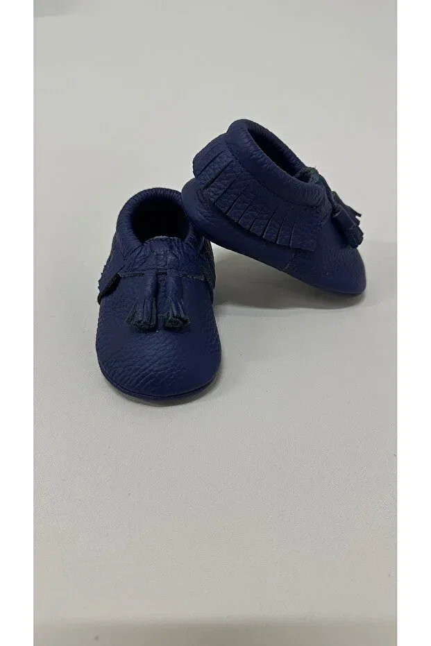 Детские туфли без каблука из натуральной кожи Annerüyası, Navy Blue — фото 3