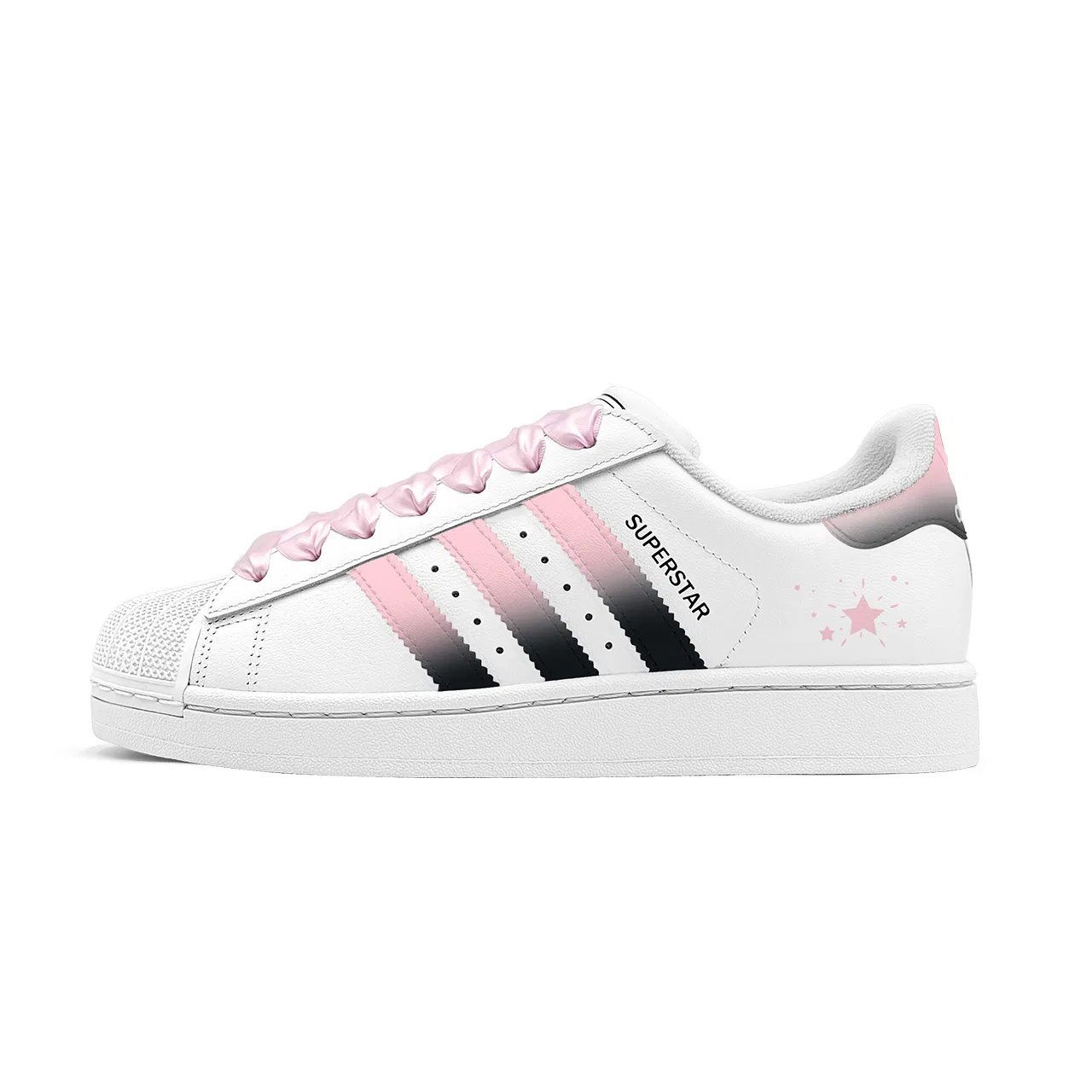 Детские кроссовки для скейтбординга с низким профилем Superstar 2, Adidas Originals, Black White Pink — фото 3