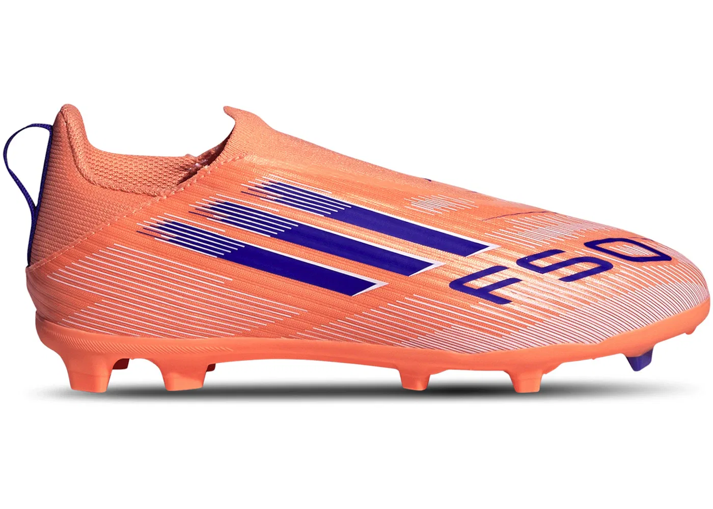 Детские бутсы с безшнуровкой Adidas F50 League Laceless FG/MG, Coral Blaze Pack