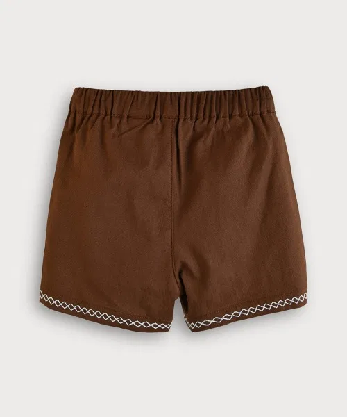 Детские шорты свободного кроя из хлопка с моделью Cotton Rayon Natural Short Pants moimoln, Brown — фото 2