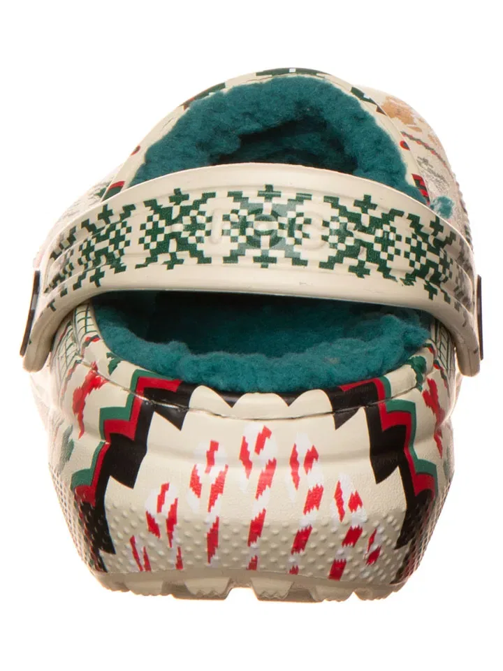 Сабо утепленные Lined Fair Isle Crocs, бежевый — фото 3
