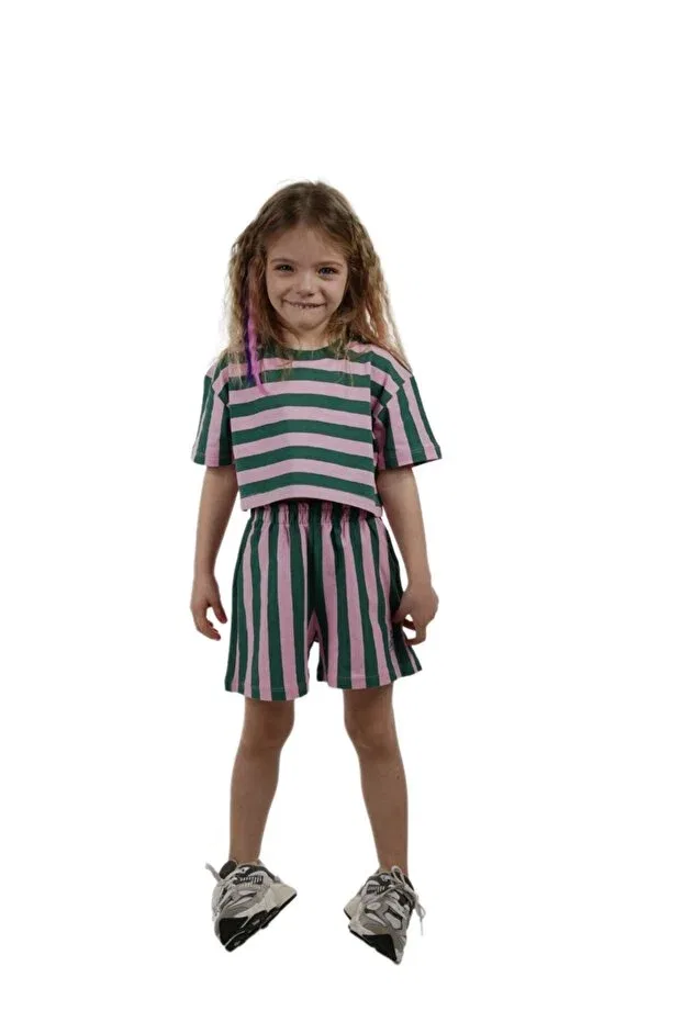 Детские шорты для мальчиков в полоску Zoi Zebra, Pink & Green