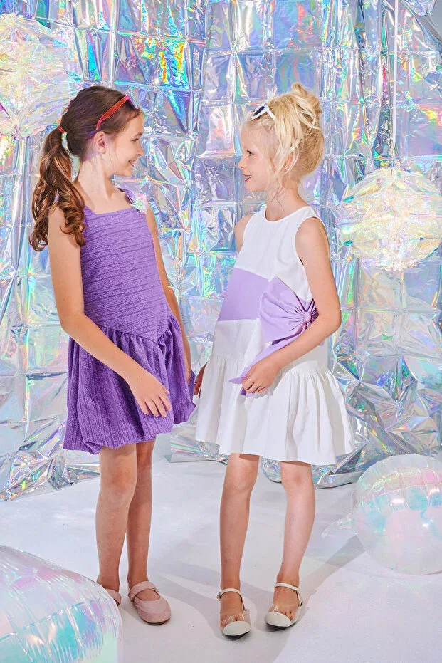 Детское платье для девочек с текстурой Bubble Skirt Dress Sheshe, Purple — фото 3