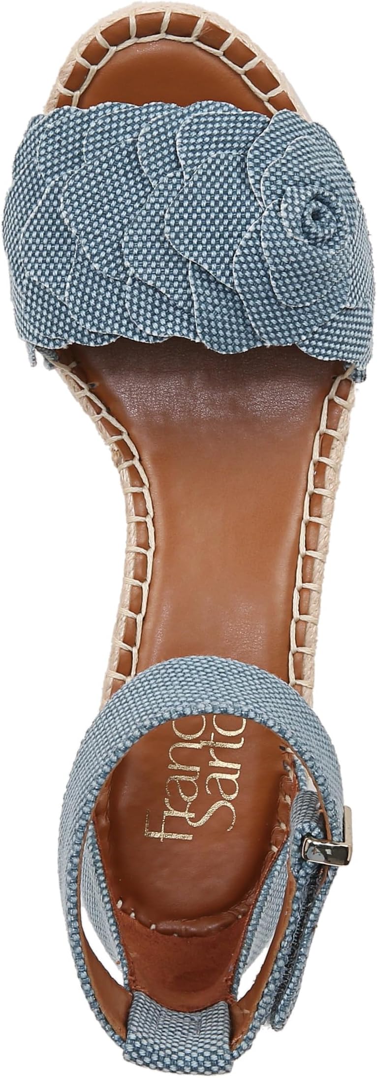 Сандалии Franco Sarto Clemens Raffia Espadrille Wedge Heel Sandals, цвет Denim Blue Flower — фото 2