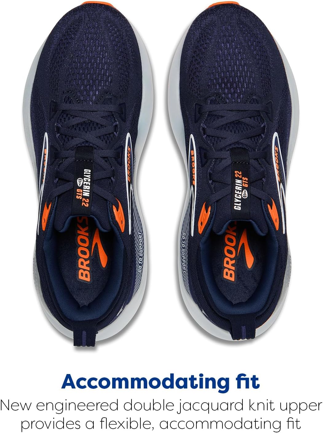 Мужские беговые кроссовки Brooks Glycerin GTS 22 с поддержкой, синий/оранжевый — фото 4