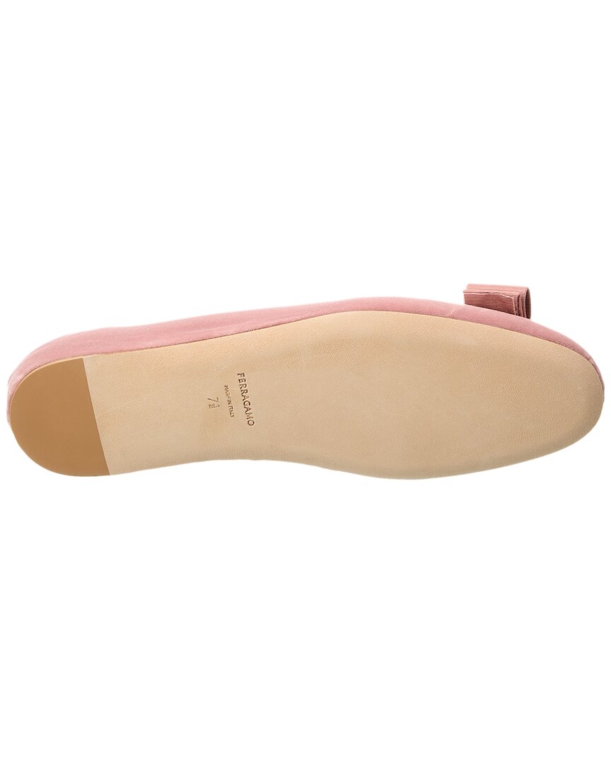Ferragamo Vara Bow Балетки из бархата Salvatore Ferragamo, коричневый — фото 4