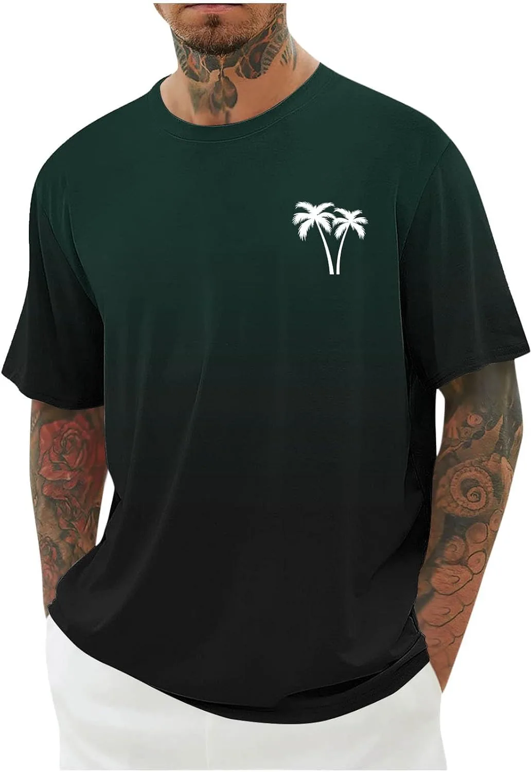 

Футболка мужская с градиентом и пальмами в винтажном стиле