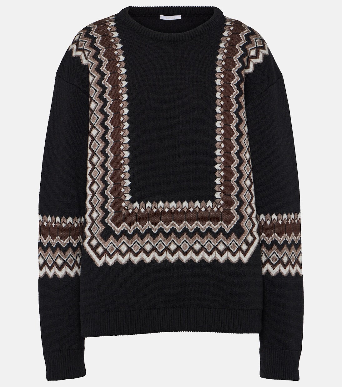 

Жаккардовый свитер из смесовой шерсти Chloé, черный