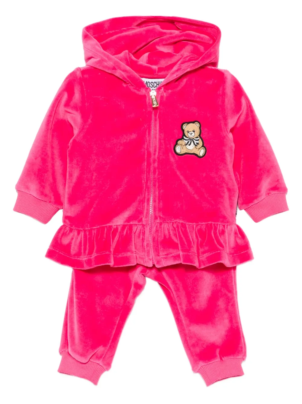 

Спортивный костюм с капюшоном и оборками Moschino Kids, розовый