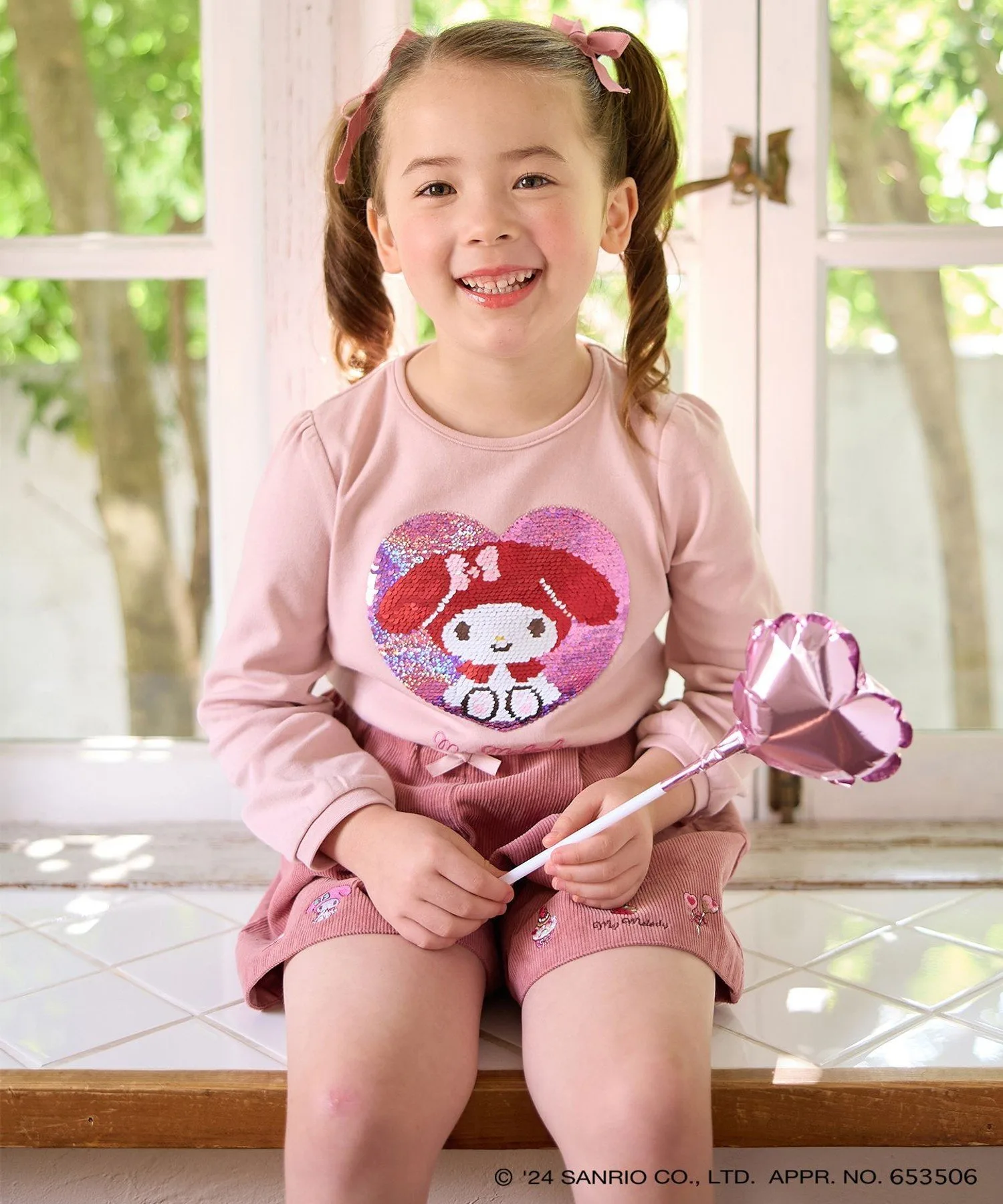 Футболка с длинными рукавами Miracle Sequin ANY KIDS, Pink x My Melody [012] — фото 3