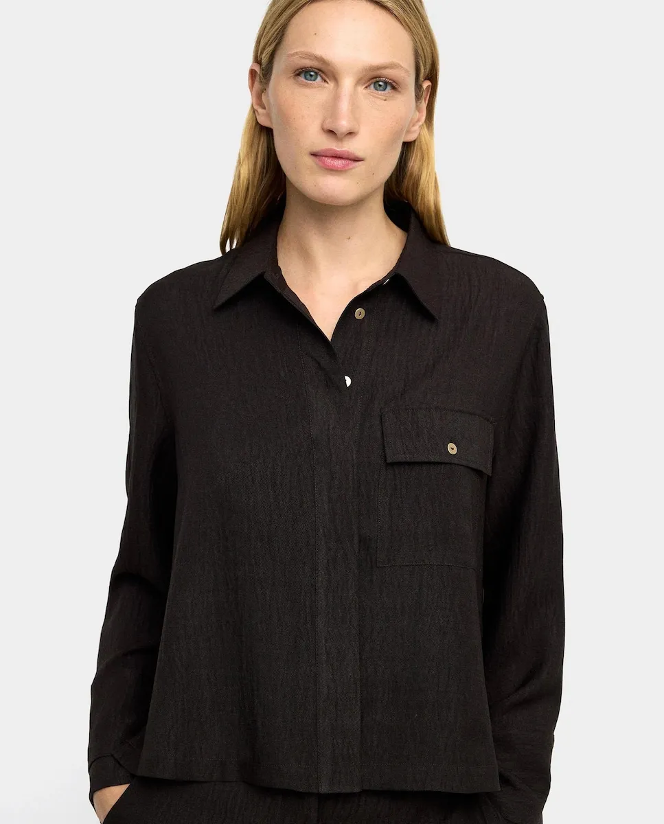 

Женская свободная рубашка с эффектом смятия и передними карманами Parfois, темно-коричневый