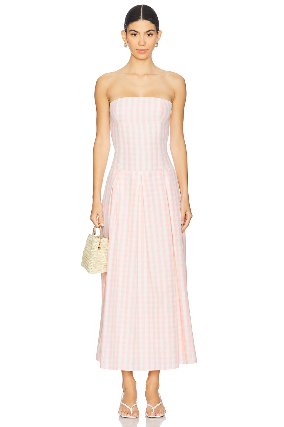 

Безбретельное макси-платье Adley More To Come, pink gingham