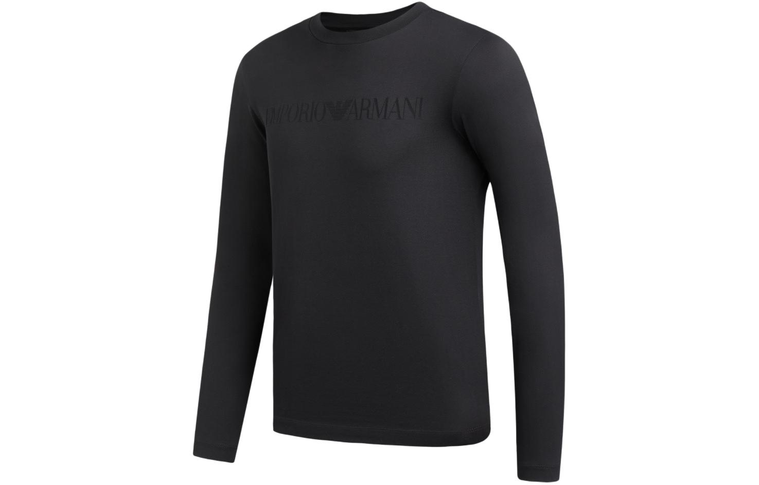 Джемпер с жаккардовым логотипом EMPORIO ARMANI, черный — фото 4
