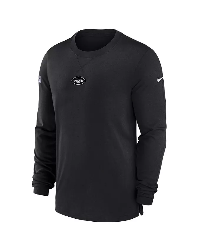 Мужская черная футболка с длинным рукавом New York Jets 2023 Sideline Performance Nike — фото 3