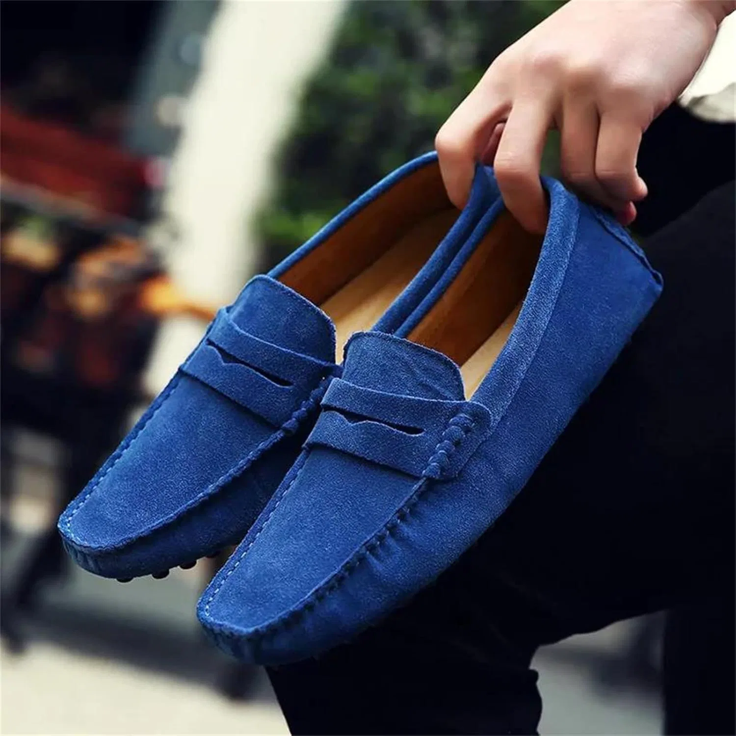 Мокасины мужские Slip-On Soft Sole Comfortable Loafers, Wine Red — фото 2