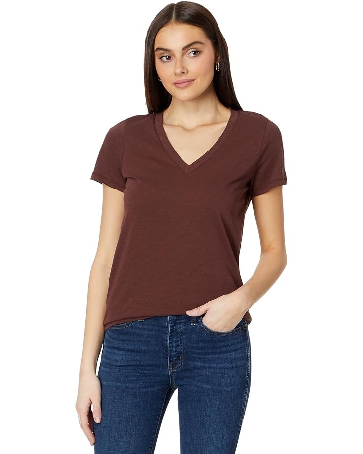 

Футболка Madewell Whisper Cotton V-Neck, цвет Cherrywood