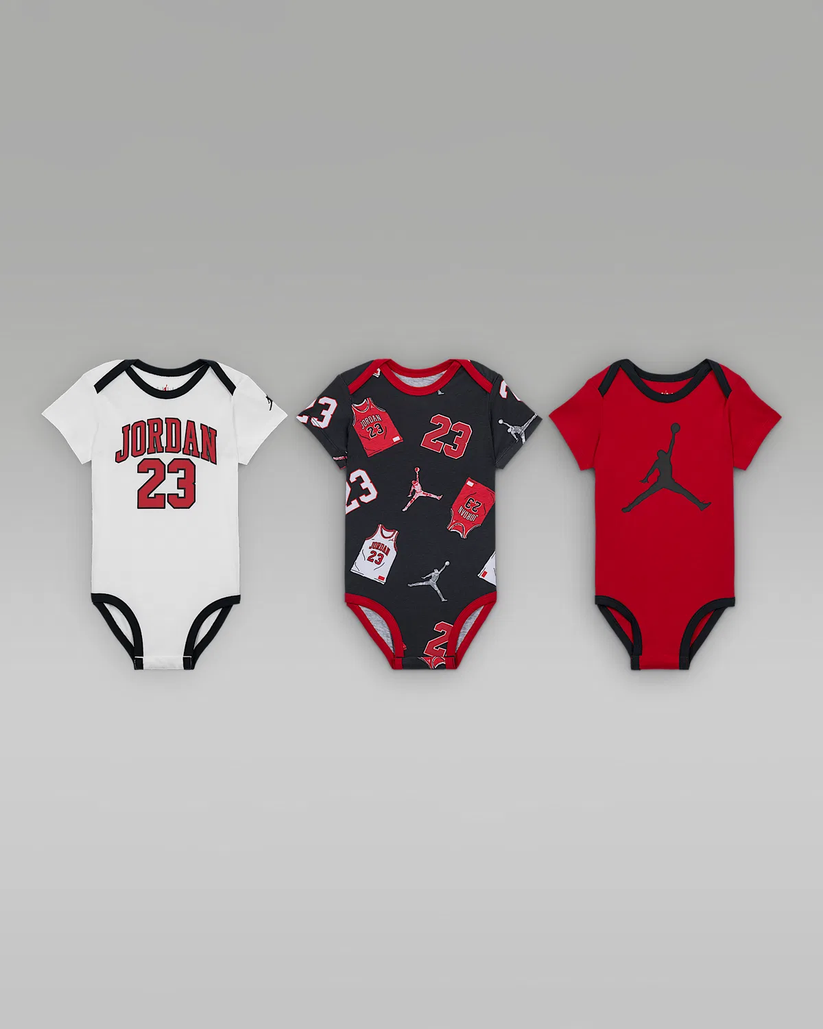 Боди-комплект Jordan (3 шт.) для малышей (6-9M) 23 Jersey, Black