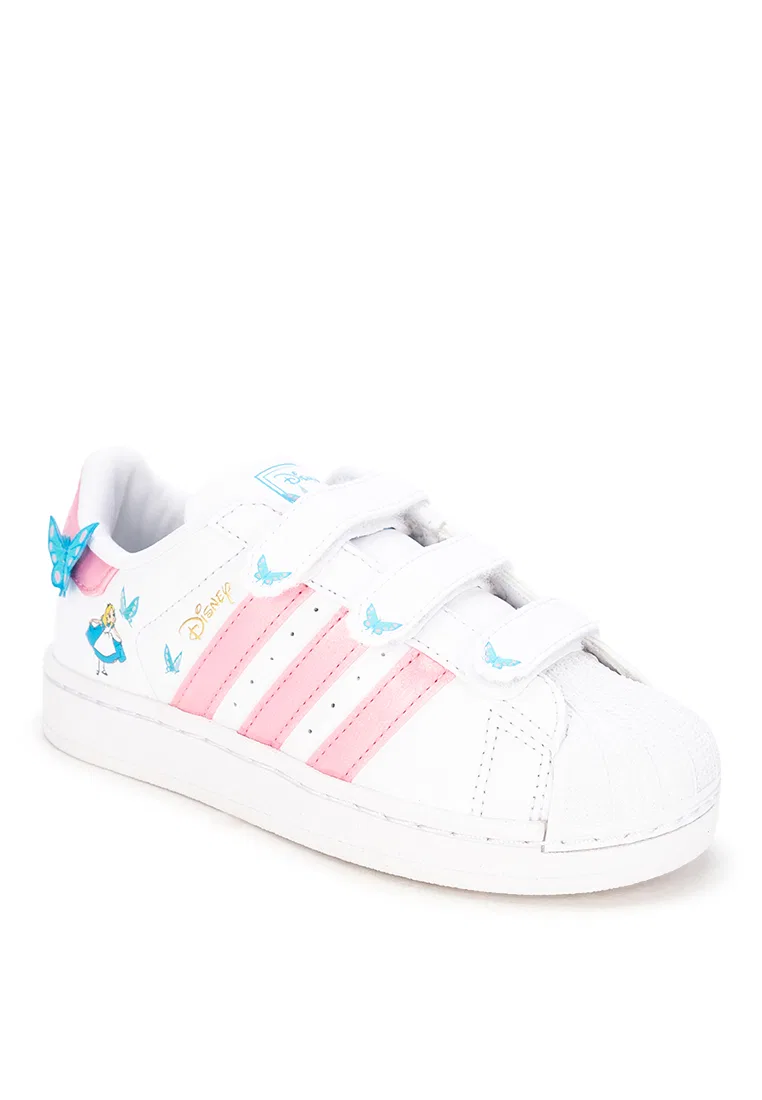 Кроссовки, на шнуровке, модель Superstar II, Adidas x Disney, белый/светло-розовый — фото 2