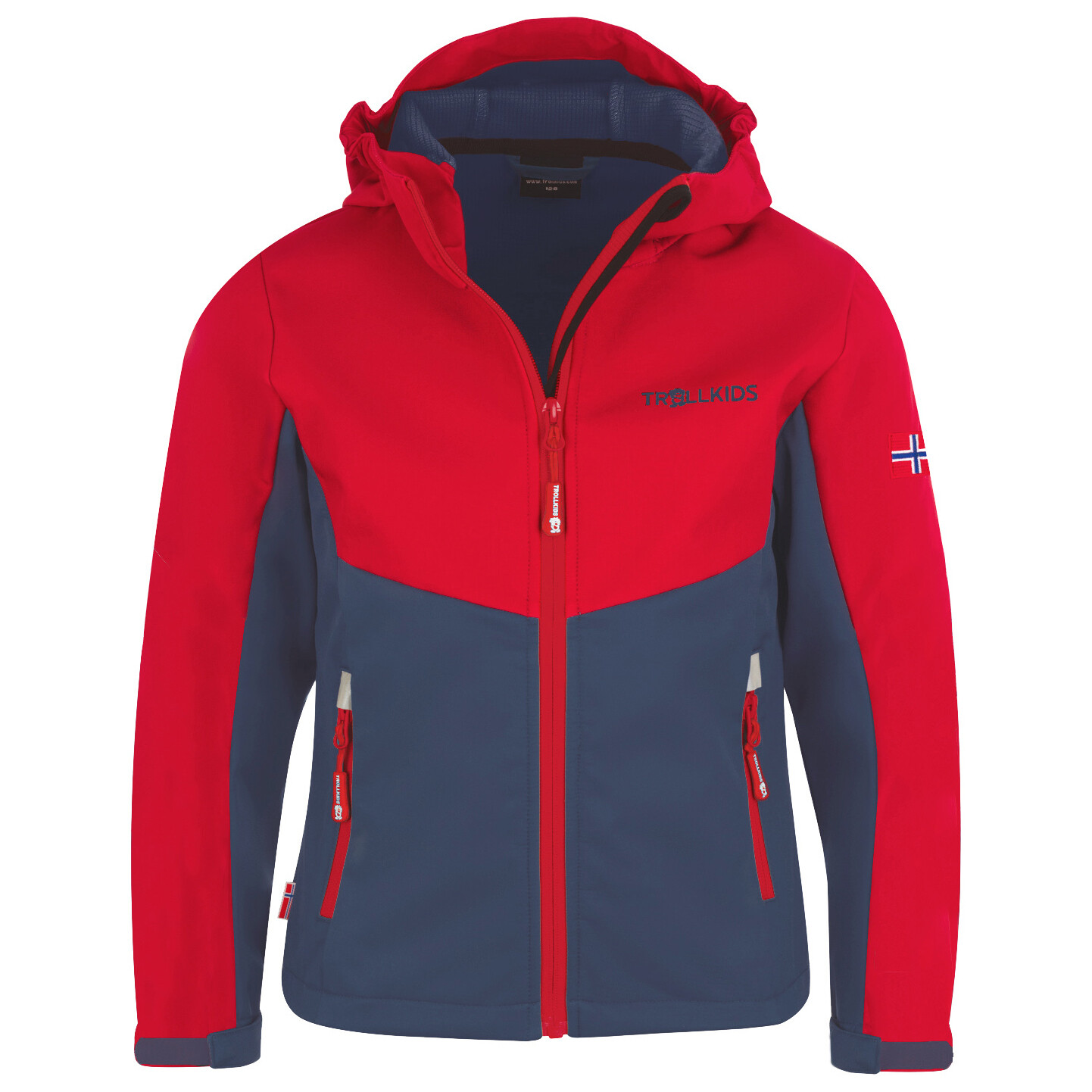 

Куртка из софтшелла Trollkids Kid's Kristiansand, цвет Bright Red/Mystic Blue