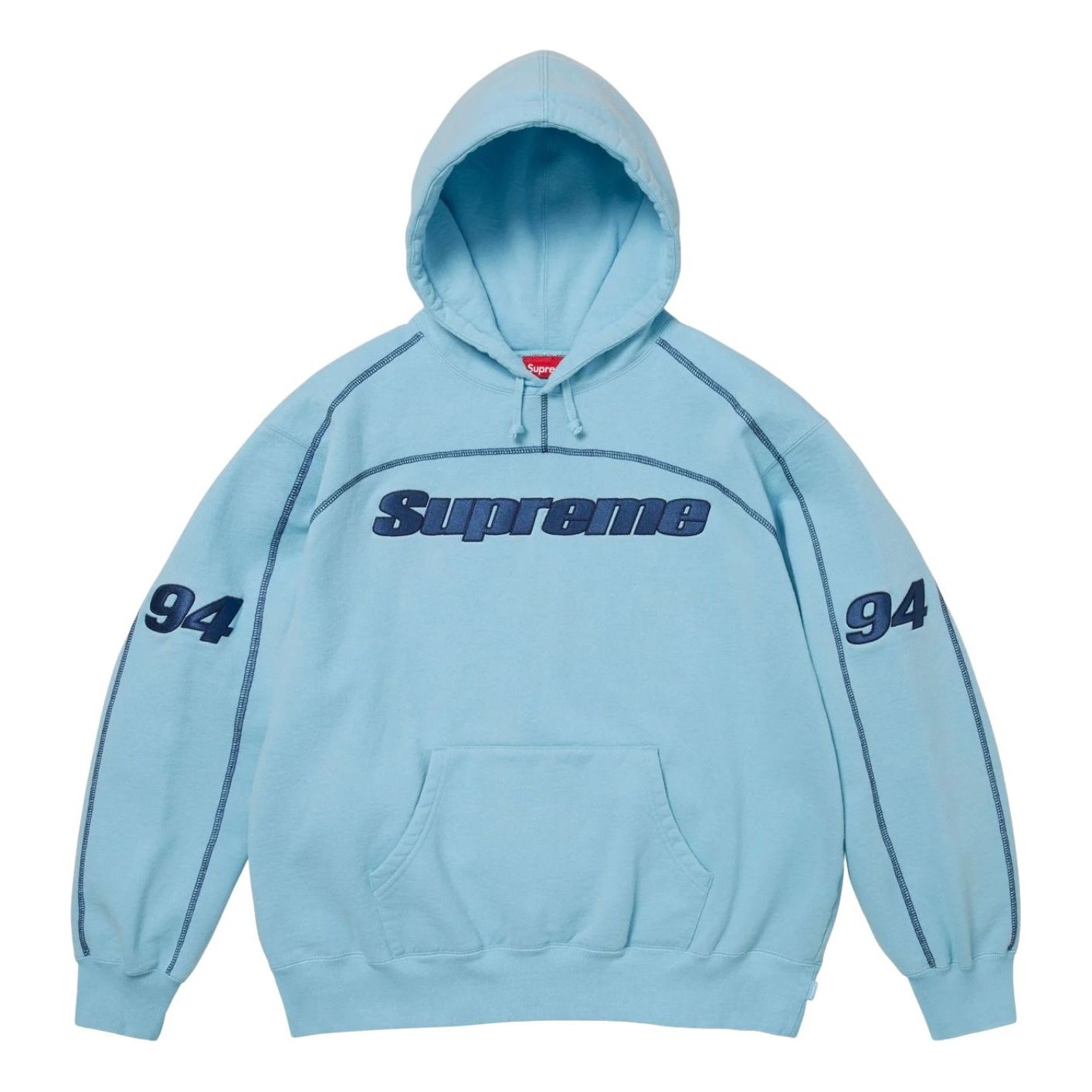Толстовка Supreme FW25 с капюшоном, оверлок, цвет «светло-голубой»