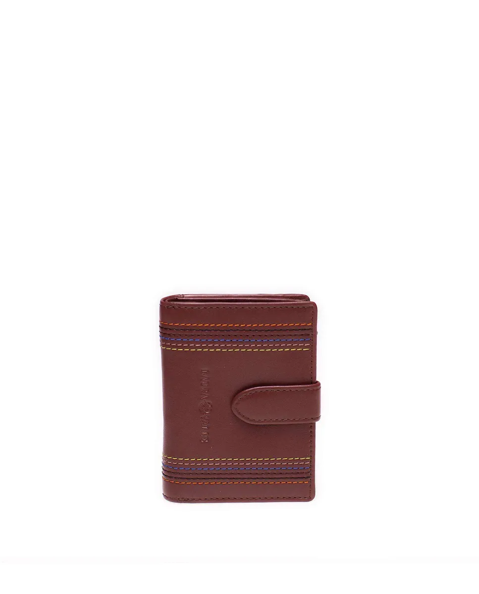 

Маленький женский кошелек на кнопке из коричневой кожи Laura Valle, темно-коричневый