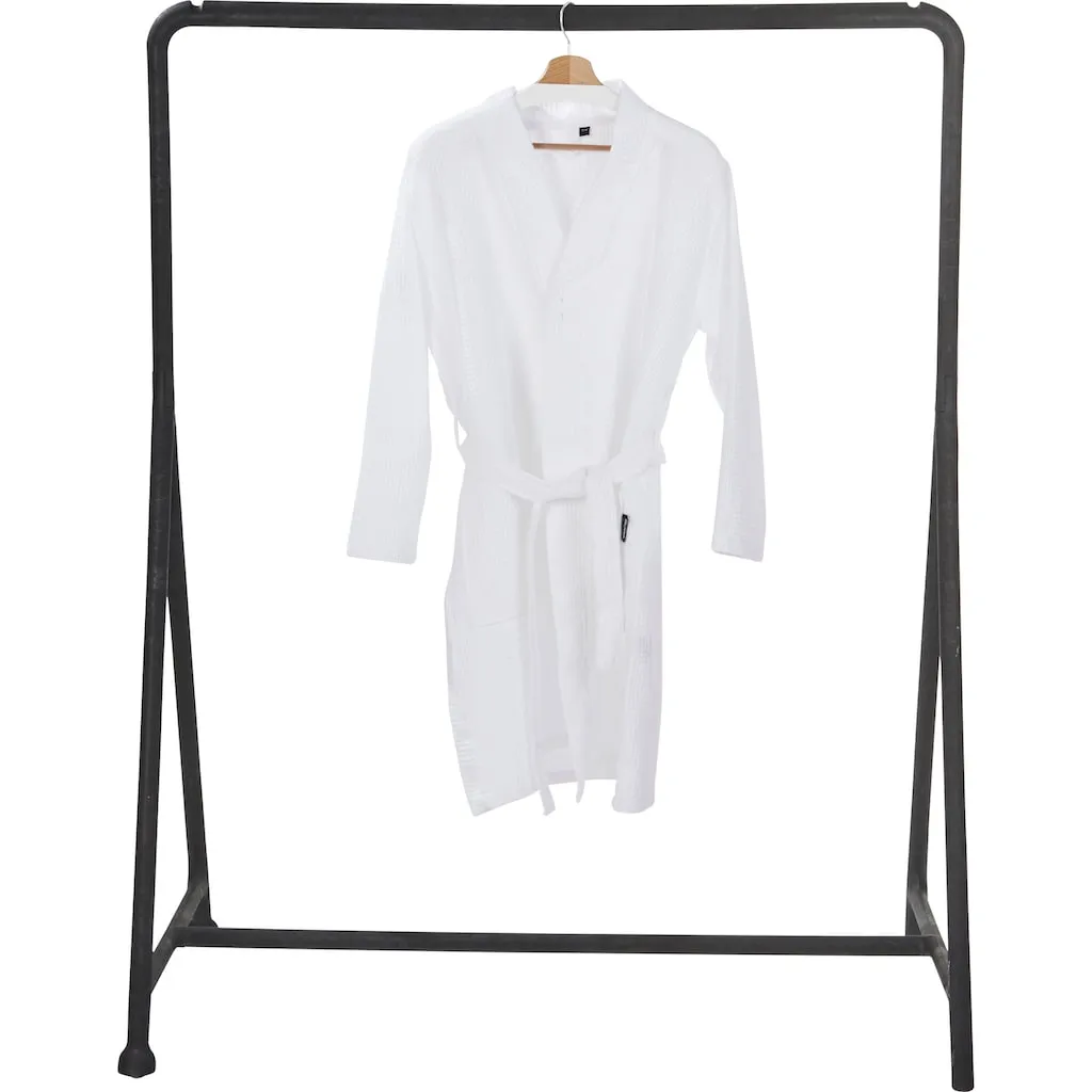 

Женский халат MySense, идеален для сауны и спа, отельный халат, утренний халат Вафельная структура, с шалевым воротником и накладными карманами Done., белый