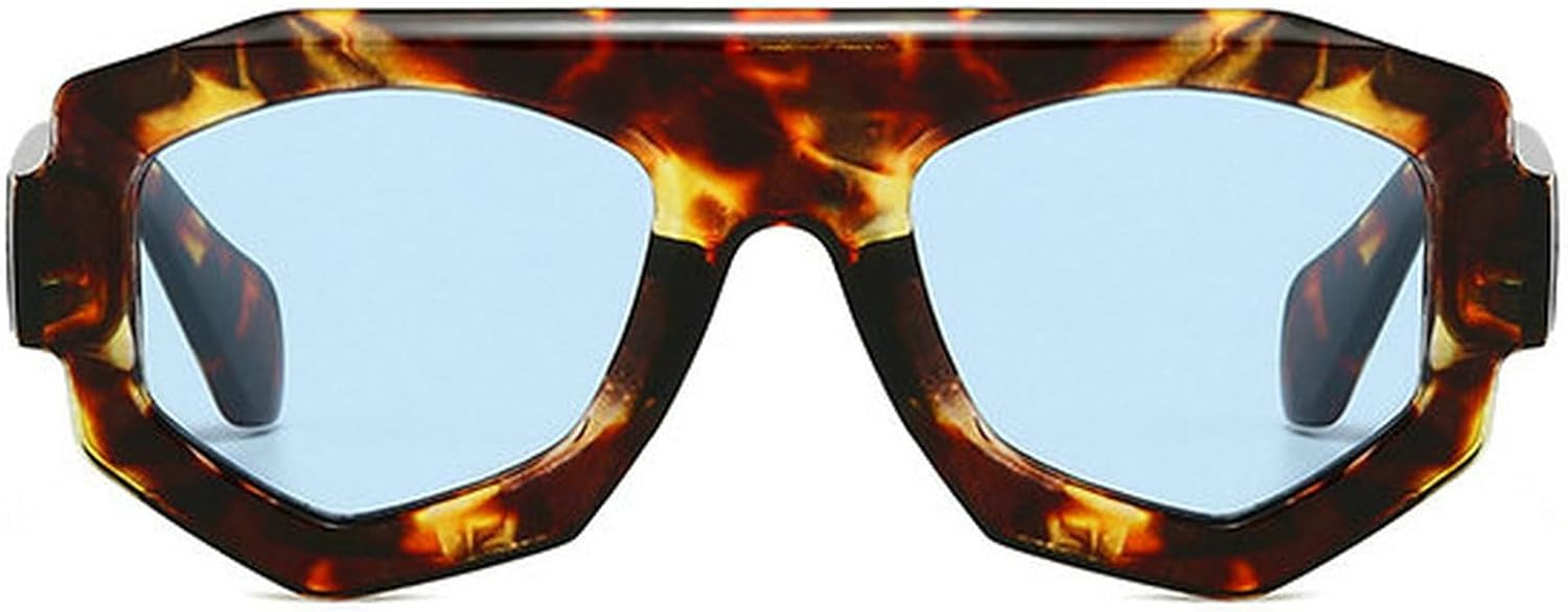 

COTIA 2026 Модные солнцезащитные очки неправильной квадратной формы для женщин и мужчин, с многоугольным или шестиугольным дизайном, солнцезащитные очки UV400, Leopard Blue