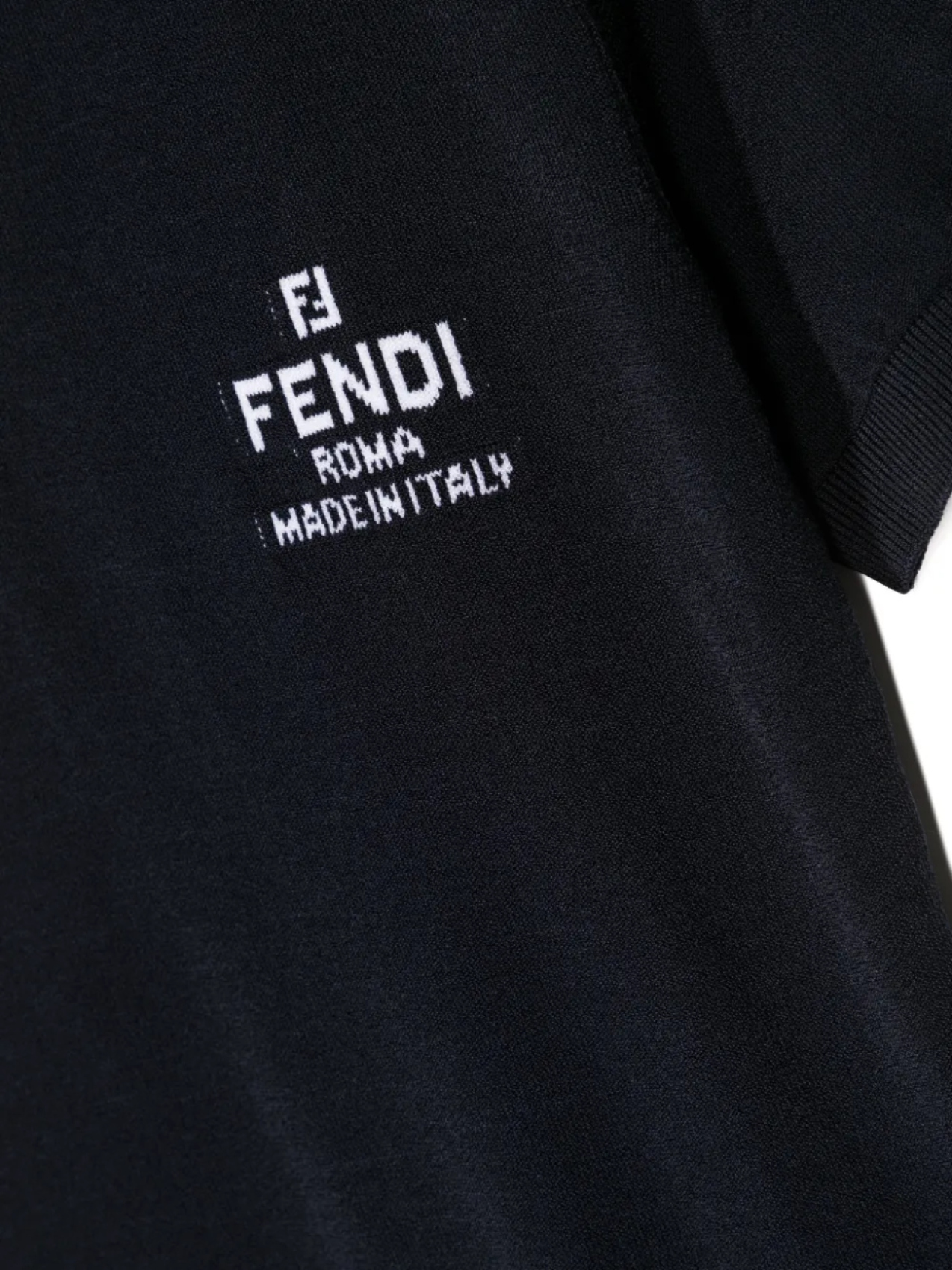 Платье с воротником поло и логотипом Fendi Kids, синий — фото 3