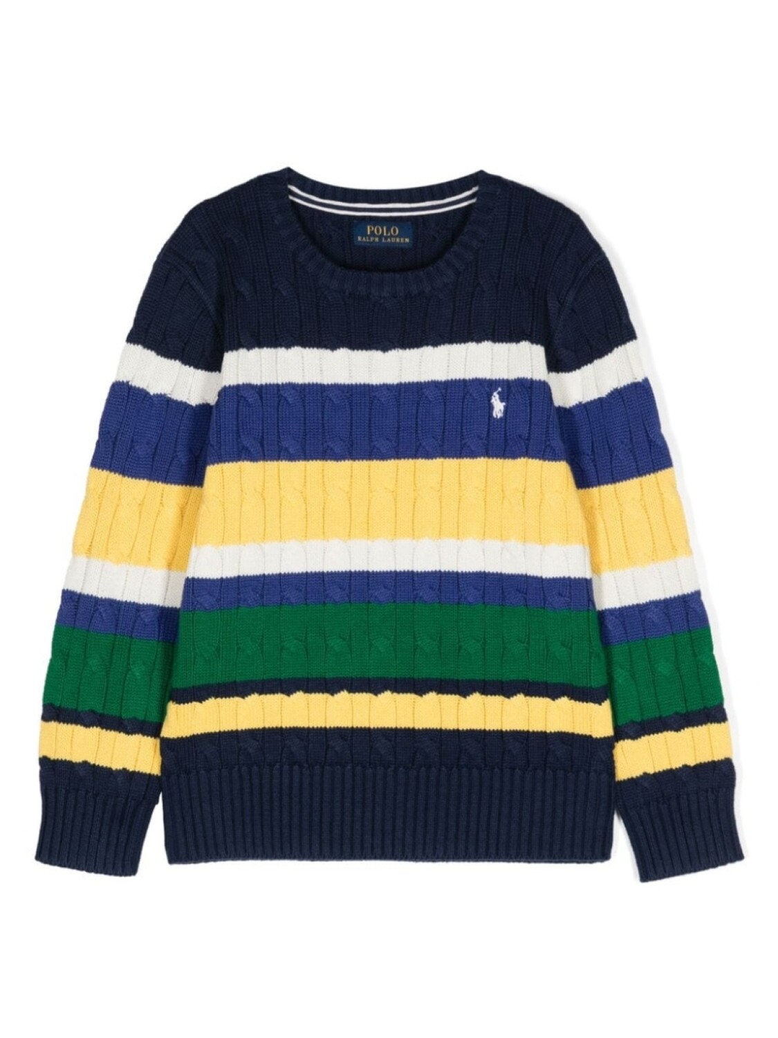 

Ralph Lauren Kids полосатый джемпер фактурной вязки, синий