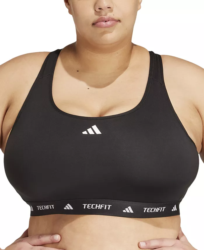 Спортивный бюстгальтер Techfit Racerback больших размеров, XS-4X adidas, черный — фото 2