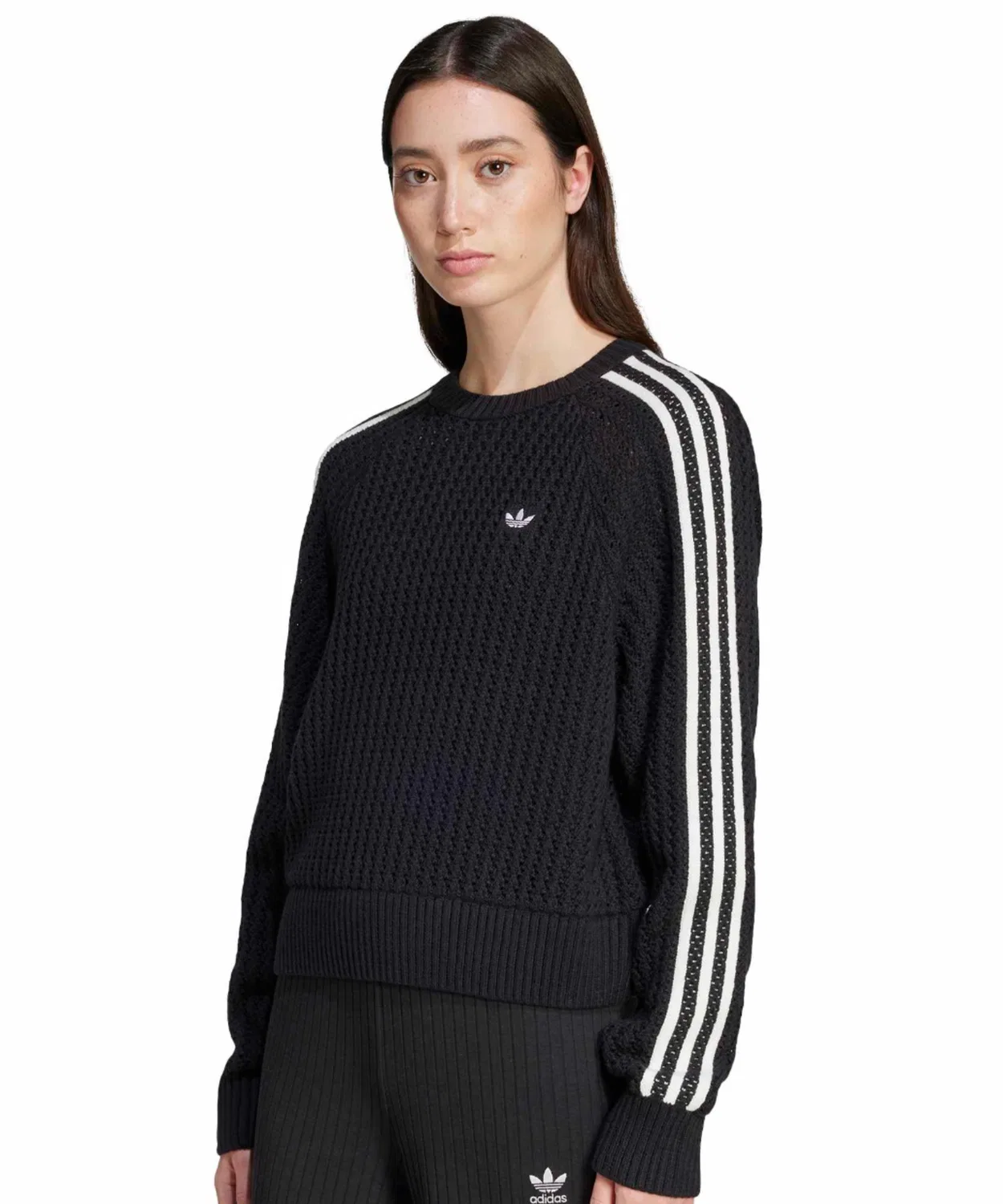 Свитер adidas Knitted Crew, хлопок/акрил, чёрный — фото 4