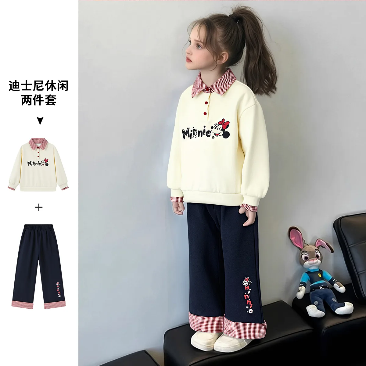 Детская повседневная спортивная одежда с лацканом Disney, красный — фото 4