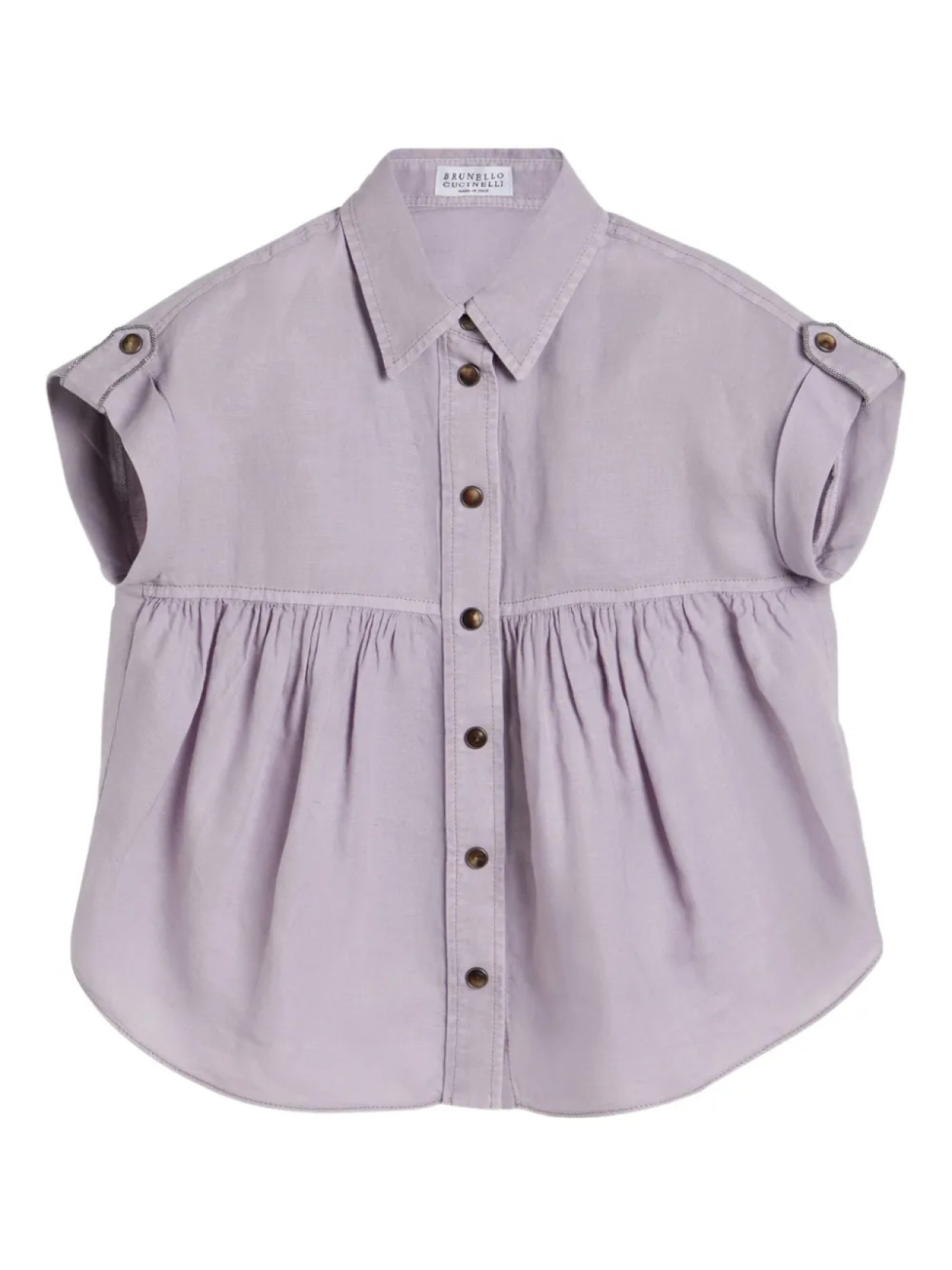 

Детская рубашка Brunello Cucinelli Kids с точечной сборкой, фиолетовый