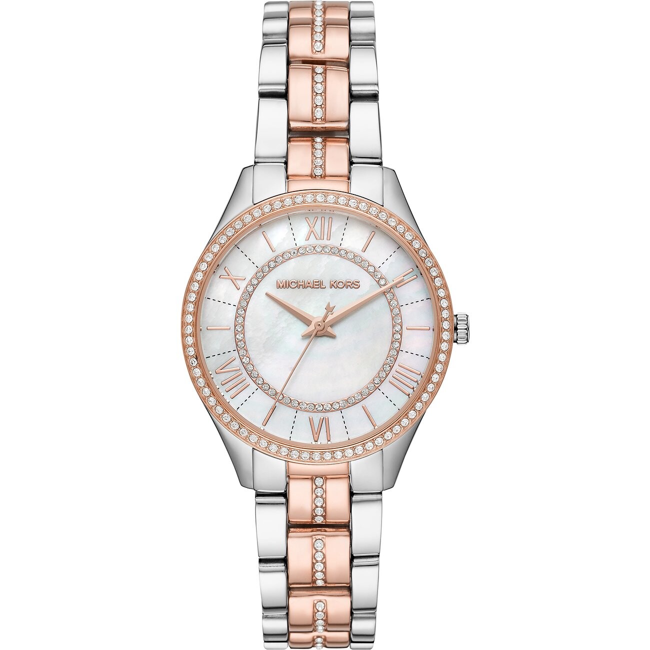 

Часы наручные Michael Kors Mini Lauryn Pavé Two-Tone, серебристый/розовый