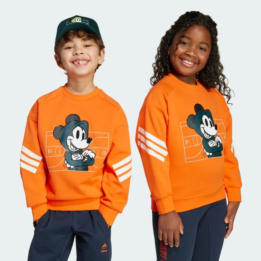 Детский свитшот с принтом Performance Disney Mickey Mouse adidas, Молочный