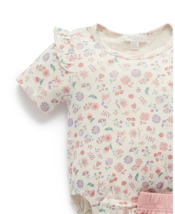 Детский комплект для девочек с принтом 3-Piece Gift Set Purebaby, Flor Print — фото 4