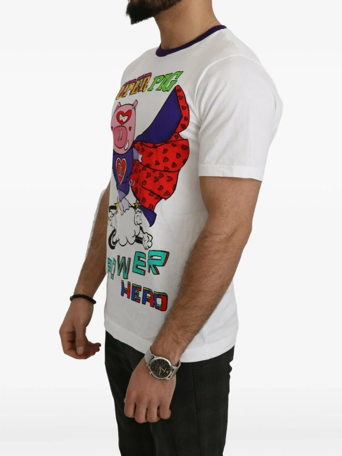 Футболка Super Pig Power Hero белая Dolce & Gabbana, белый — фото 2