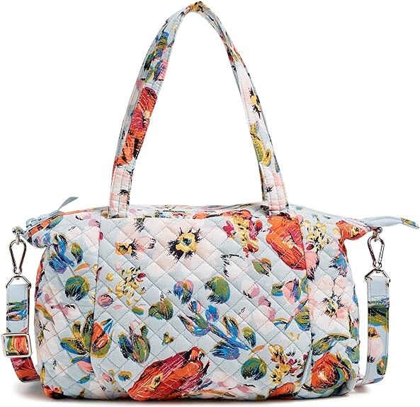 

Женская хлопковая плиссированная сумка через плечо Vera Bradley с несколькими ремешками, морской воздух цветочный, Синий, Женская хлопковая плиссированная сумка через плечо Vera Bradley с несколькими ремешками, морской воздух цветочный