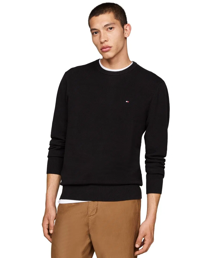 Свитер из хлопка с коротким рукавом Essential Texture Tommy Hilfiger, Black