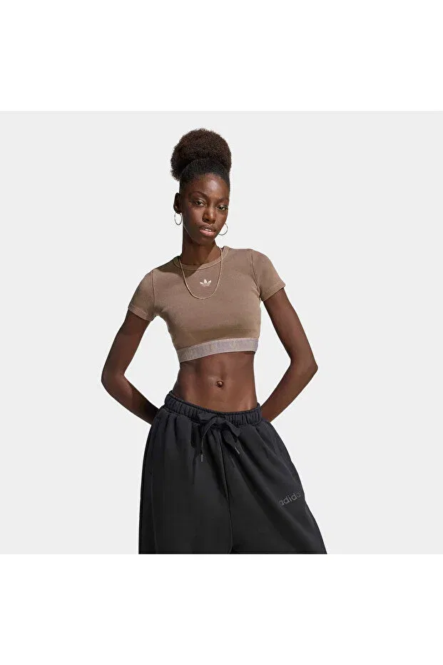 Женская хлопковая футболка с коротким рукавом Adidas, Brown