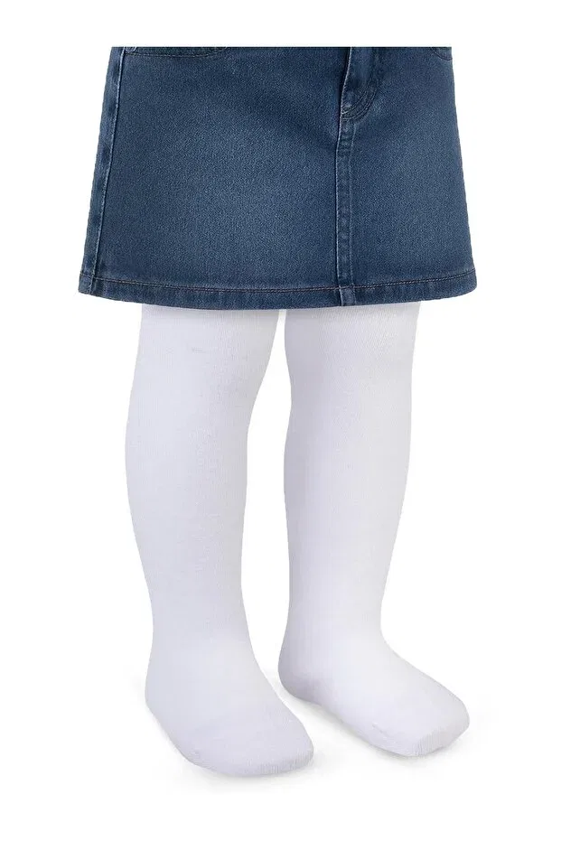 Детские колготки для девочек хлопковые комплект 6 штук Plain 6-pack Civil Baby, White