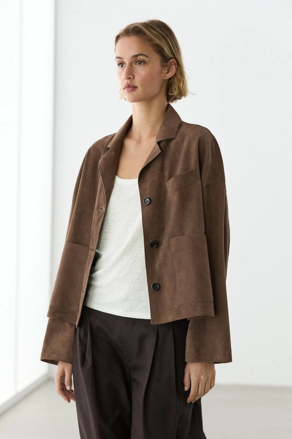 Куртка Massimo Dutti, замшевая, коричневый — фото 4