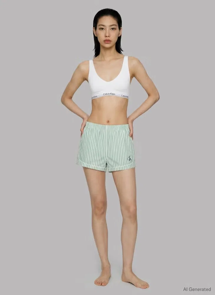 Calvin Klein Шорты спортивные с принтом Penny Stripe Mardi Gras Green, зеленый — фото 3