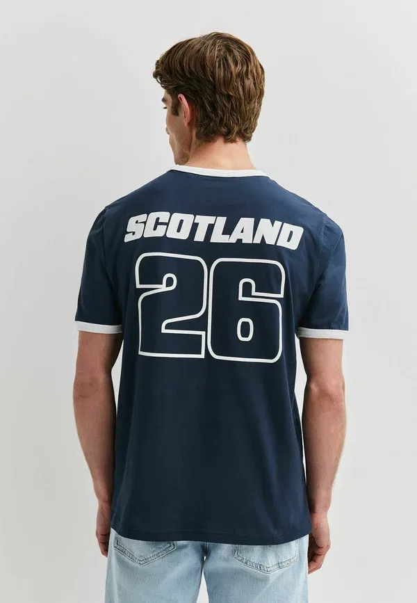 Футболка хлопковая Regular fit - football ringer t-shirt, Next Scotland, голубой — фото 3