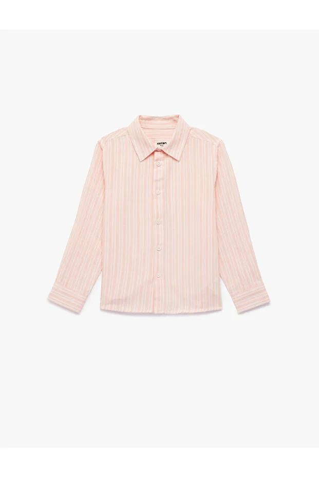 Детская рубашка для мальчиков с длинным рукавом Koton, Orange Striped — фото 4