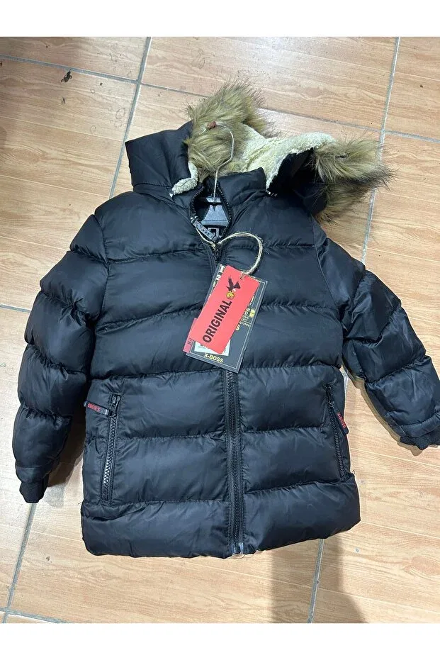 Детская зимняя куртка-пуховик с капюшоном Şahincollection, Black