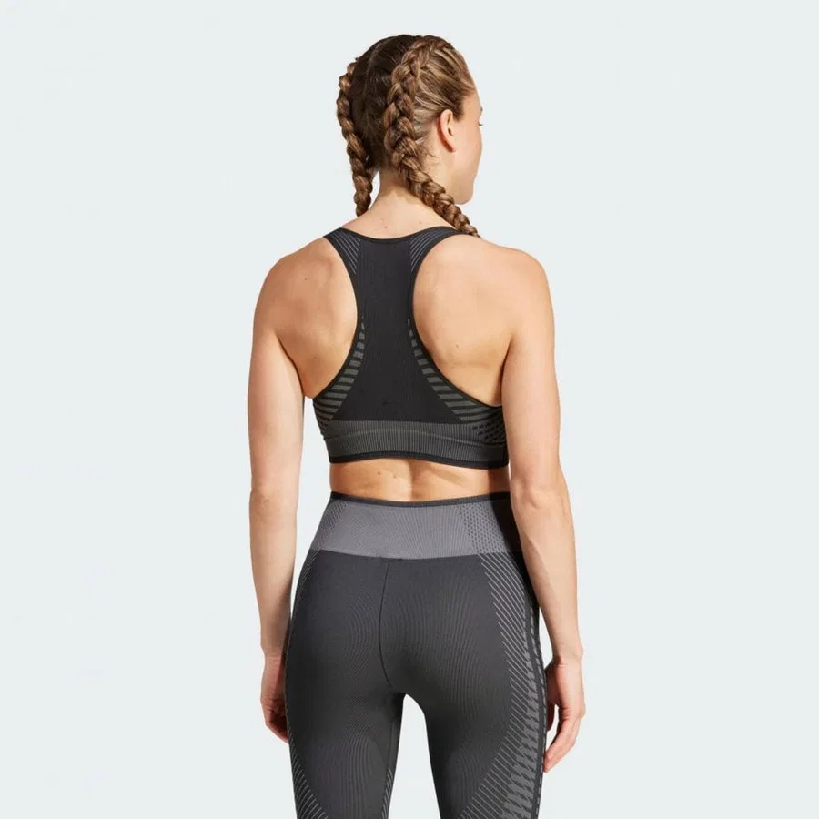 Женский спортивный бюстгальтер с легкой поддержкой Aeroknit Training Light Support adidas, Черный — фото 2