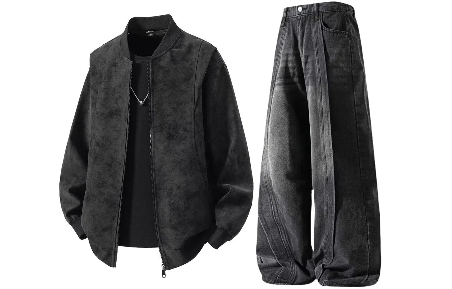 Детский комплект спортивной одежды с воротником-стойкой Black Top+Black Pants GWAF, Black