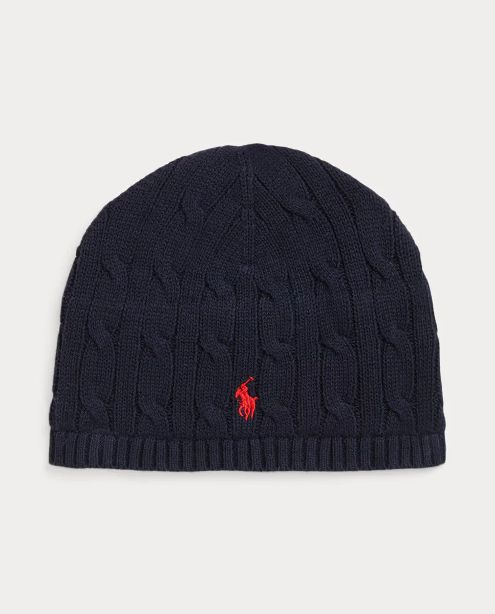 

Хлопковая шапка для мальчика с вышитой лошадью Polo Ralph Lauren, темно-синий