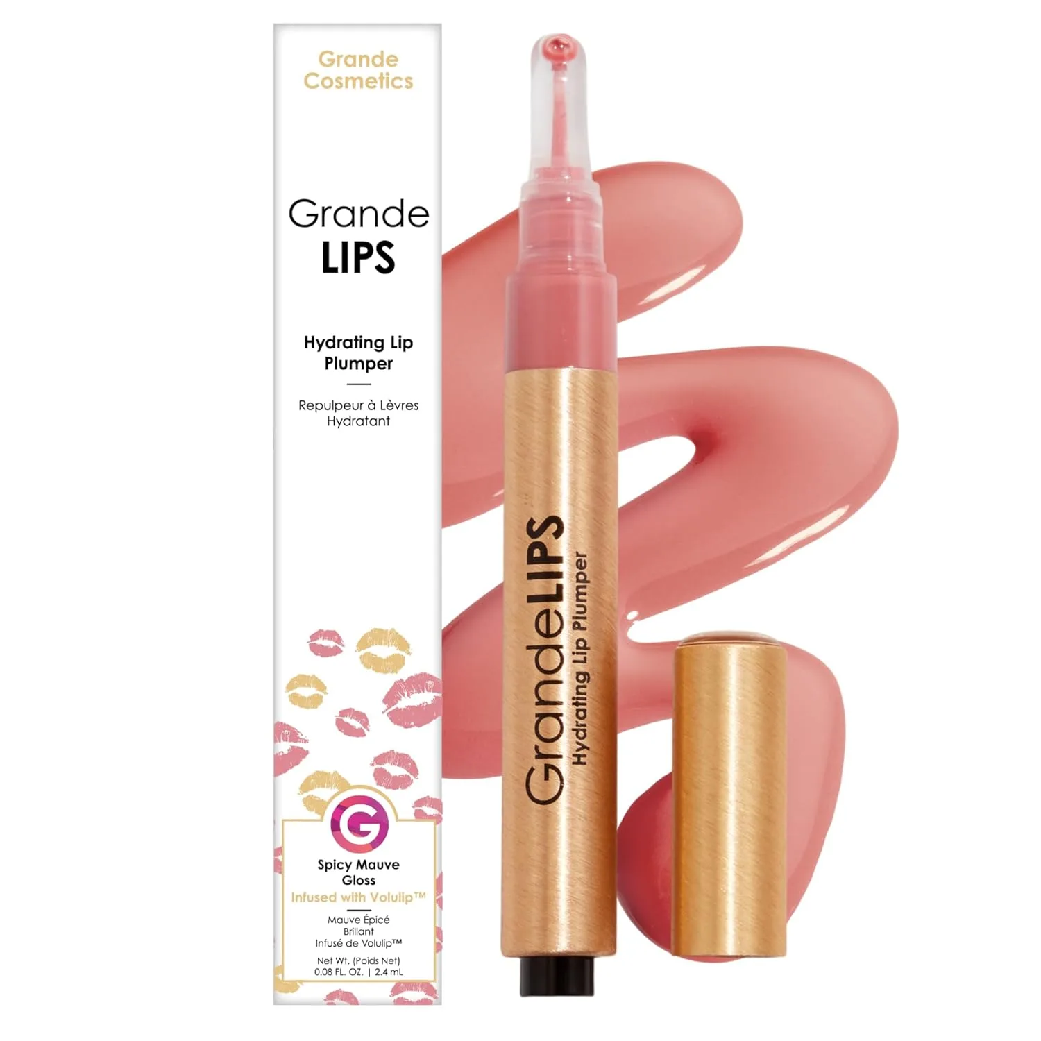 Увлажняющий бальзам для губ GrandeLIPS от Grande Cosmetics - для более полных и увлажненных губ., Spicy Mauve